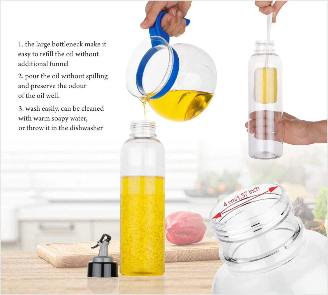 Transparent Oil Vinegar Dispenser Bottle