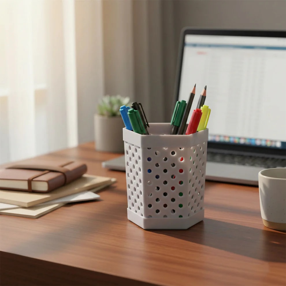 Hexagon Metal Pen Stand