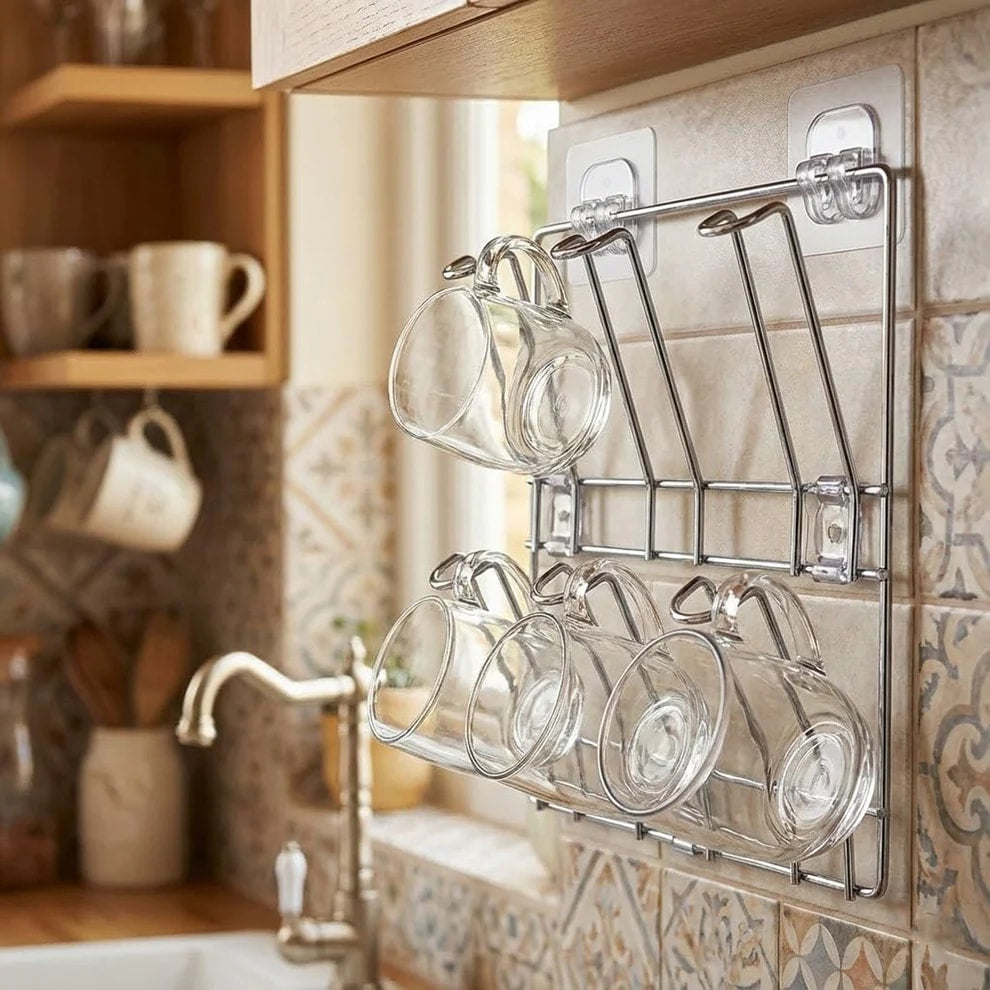 Wall Mounted Stainless Steel Cup Rack