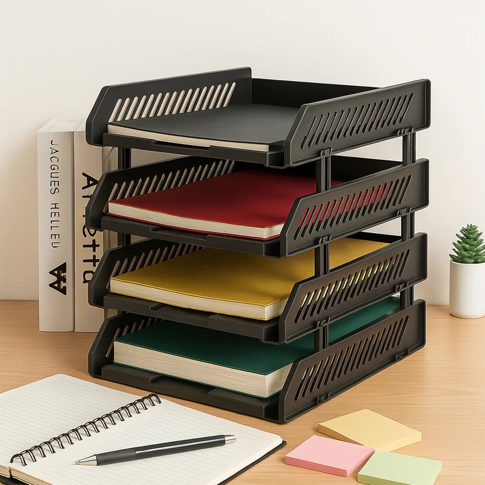 4 Layer Desktop File Rack