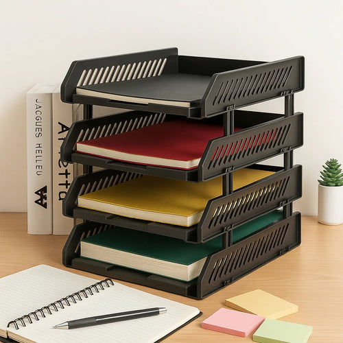 4 Layer Desktop File Rack
