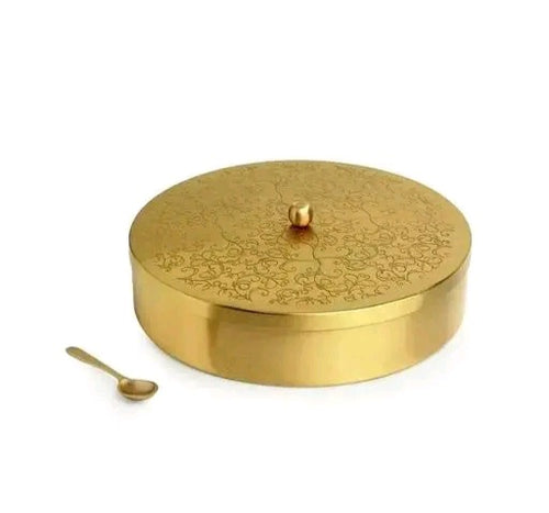Brass Masala Box Spice Container with Lid