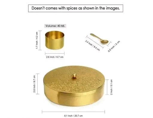 Brass Masala Box Spice Container with Lid